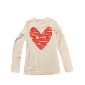 Love Your Melon Red Aztec Kids White Long Sleeve Heart Shirt Size X-Small XS